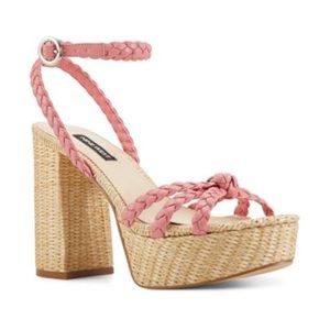 Nine West Women's WNRYLIN Heeled Sandal, Pink, 7.5 beige platform